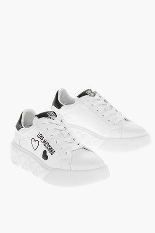LOVE Faux Leather HEART 45 Low Sneakers with Hearts Embossed On Sole