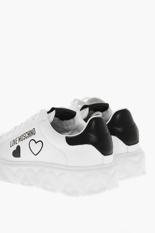 LOVE Faux Leather HEART 45 Low Sneakers with Hearts Embossed On Sole