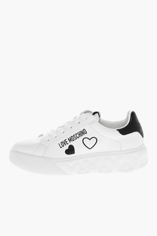 LOVE Faux Leather HEART 45 Low Sneakers with Hearts Embossed On Sole