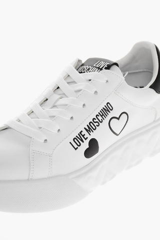 LOVE Faux Leather HEART 45 Low Sneakers with Hearts Embossed On Sole