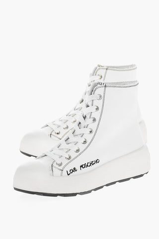 LOVE Leather RACE50 High-Top Sneakers with Printed Logo