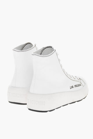 LOVE Leather RACE50 High-Top Sneakers with Printed Logo
