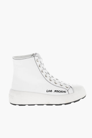 LOVE Leather RACE50 High-Top Sneakers with Printed Logo
