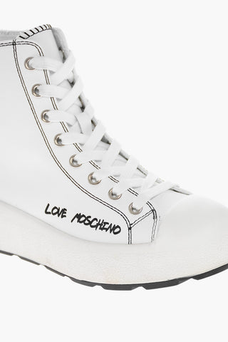 LOVE Leather RACE50 High-Top Sneakers with Printed Logo