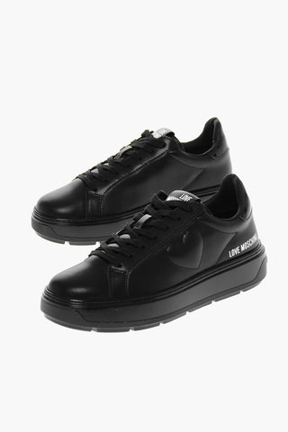 LOVE Faux Leather BOLD40 Low Sneakers with Embossed Heart