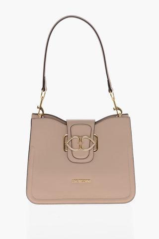 LOVE Faux Leather Shoulder Bag with Golden Hearts