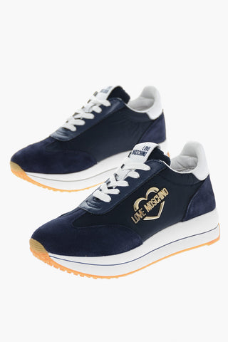 LOVE Suede and Fabric RUN40 Sneakers with Golden Metal Logo