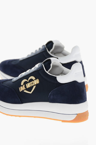 LOVE Suede and Fabric RUN40 Sneakers with Golden Metal Logo