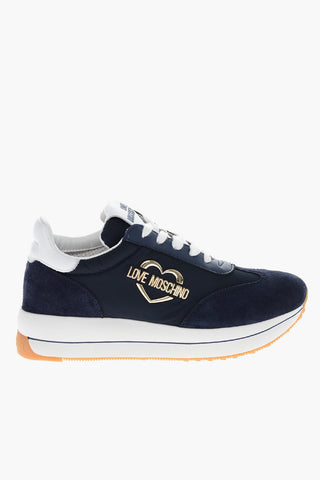 LOVE Suede and Fabric RUN40 Sneakers with Golden Metal Logo