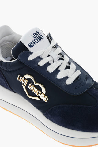 LOVE Suede and Fabric RUN40 Sneakers with Golden Metal Logo
