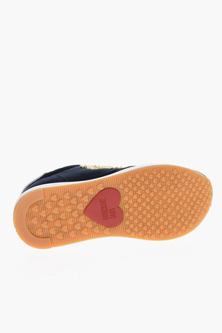 LOVE Suede and Fabric RUN40 Sneakers with Golden Metal Logo
