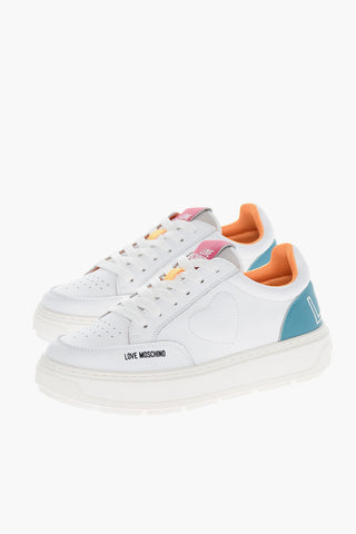 LOVE Faux Leather BOLD40 Low Sneakers with Embossed Heart and Colorful Details