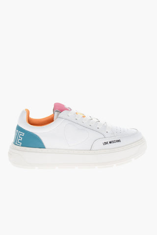 LOVE Faux Leather BOLD40 Low Sneakers with Embossed Heart and Colorful Details