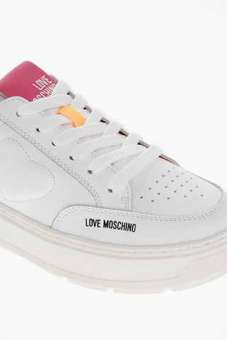 LOVE Faux Leather BOLD40 Low Sneakers with Embossed Heart and Colorful Details