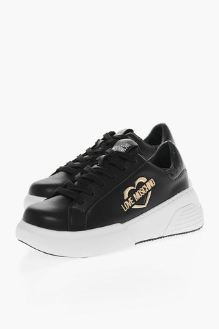 LOVE Leather STAR50 Low Top Sneakers with Golden Metal Logo