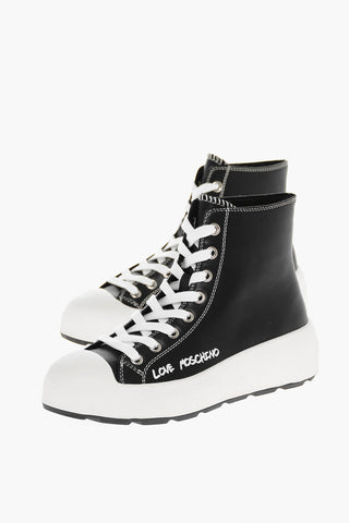 LOVE Sneakers Alte in Pelle con Platform 4.5cm