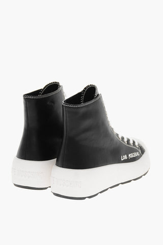 LOVE Sneakers Alte in Pelle con Platform 4.5cm