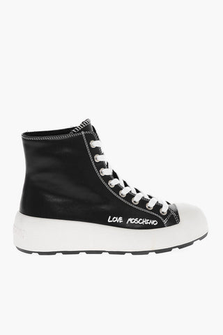 LOVE Sneakers Alte in Pelle con Platform 4.5cm