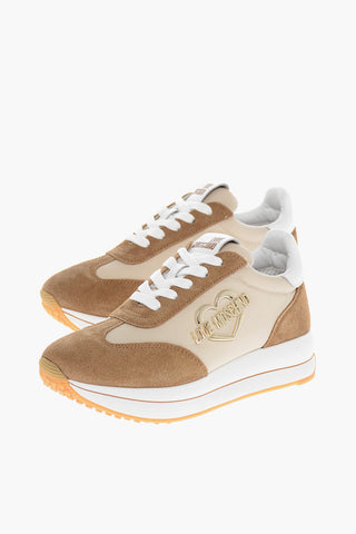 LOVE Suede Low Sneakers with Golden Logo