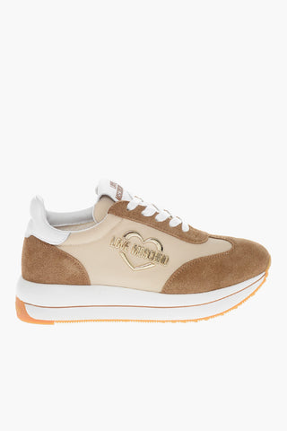 LOVE Suede Low Sneakers with Golden Logo
