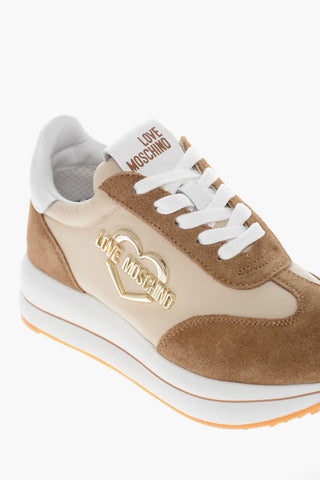 LOVE Suede Low Sneakers with Golden Logo