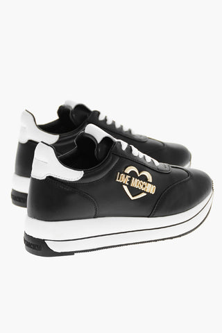 LOVE Leather RUN40 Low Sneakers with Golden Effect Logo