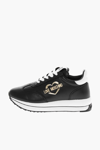 LOVE Sneakers Basse RUN40 in Pelle con Logo Effetto Dorato