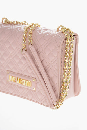 LOVE Borsa a Spalla Trapuntata in Ecopelle con Logo LM Sul Retro