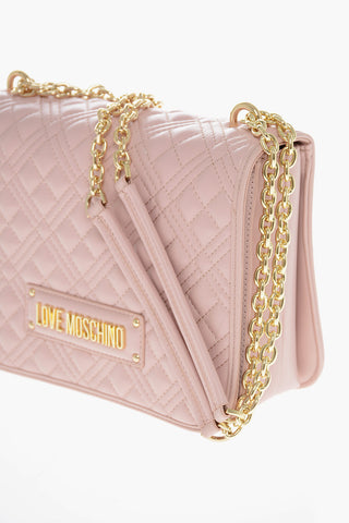 LOVE Borsa a Spalla Trapuntata in Ecopelle con Logo LM Sul Retro