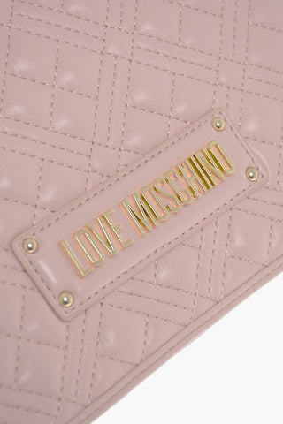LOVE Borsa a Spalla Trapuntata in Ecopelle con Logo LM Sul Retro