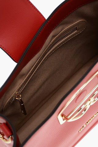 LOVE Faux Leather Shoulder Bag with Gold Hearts