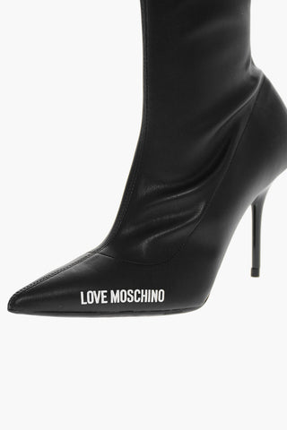 LOVE Faux Leather Point Toe Booties with Zip Closure Heel 9cm