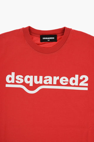 Solid Color RELAX Crew-neck T-Shirt with Printed Logo
