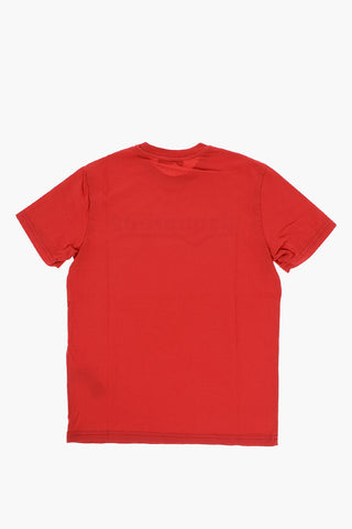 Solid Color RELAX Crew-neck T-Shirt with Printed Logo