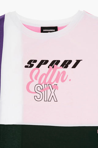 Color Block Crew-neck T-Shirt with Front Print