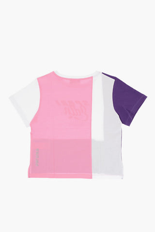 Color Block Crew-neck T-Shirt with Front Print