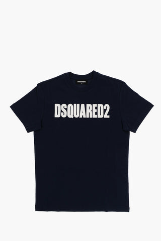 Solid Color RELAX Crew-neck T-Shirt with Printed Logo
