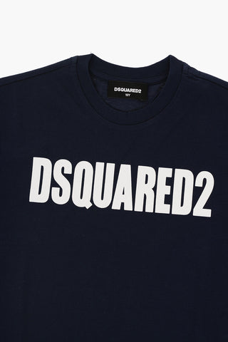Solid Color RELAX Crew-neck T-Shirt with Printed Logo