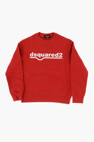 Brushed Cotton RELAX Crew-neck Sweatshirt with Printed Contrasting Logo