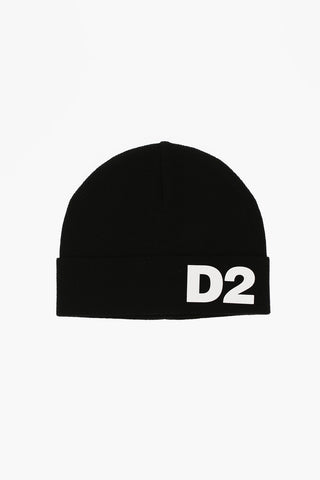 Solid Color Beanie with Contrasting Logo