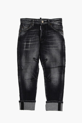 Cuffed Hem COMBAT Distressed Jeans