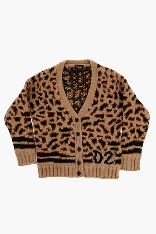 Animal Patterned V-Neck Cardigan