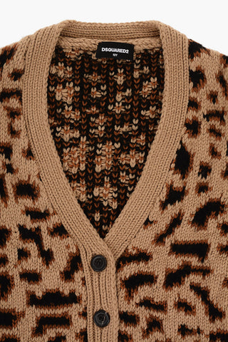 Animal Patterned V-Neck Cardigan