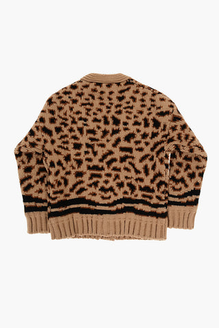 Animal Patterned V-Neck Cardigan