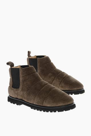 Suede Quilted Ankle Boots