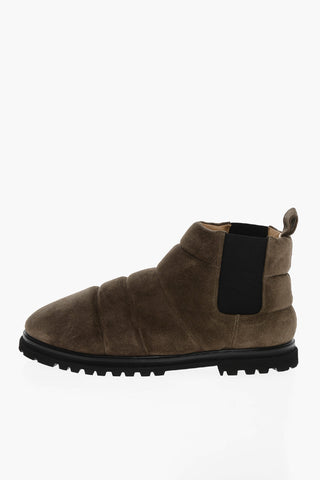 Suede Quilted Ankle Boots