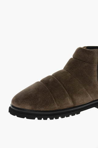 Suede Quilted Ankle Boots
