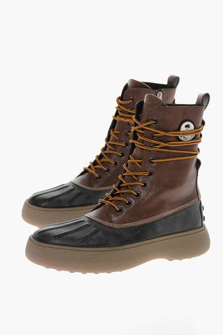 MONCLER PALM ANGELS Stivaletti in Pelle Martellata con Applicazione Logo