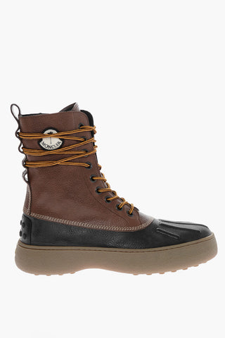 MONCLER PALM ANGELS Stivaletti in Pelle Martellata con Applicazione Logo