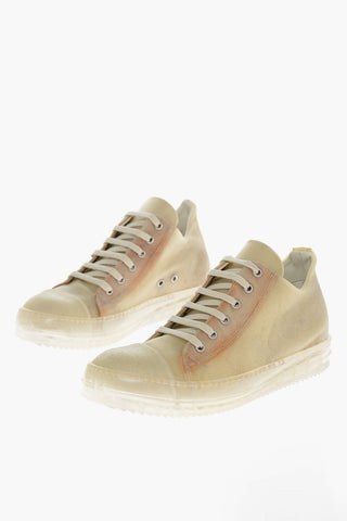 Leather Low Top Sneakers with Distressed Effect